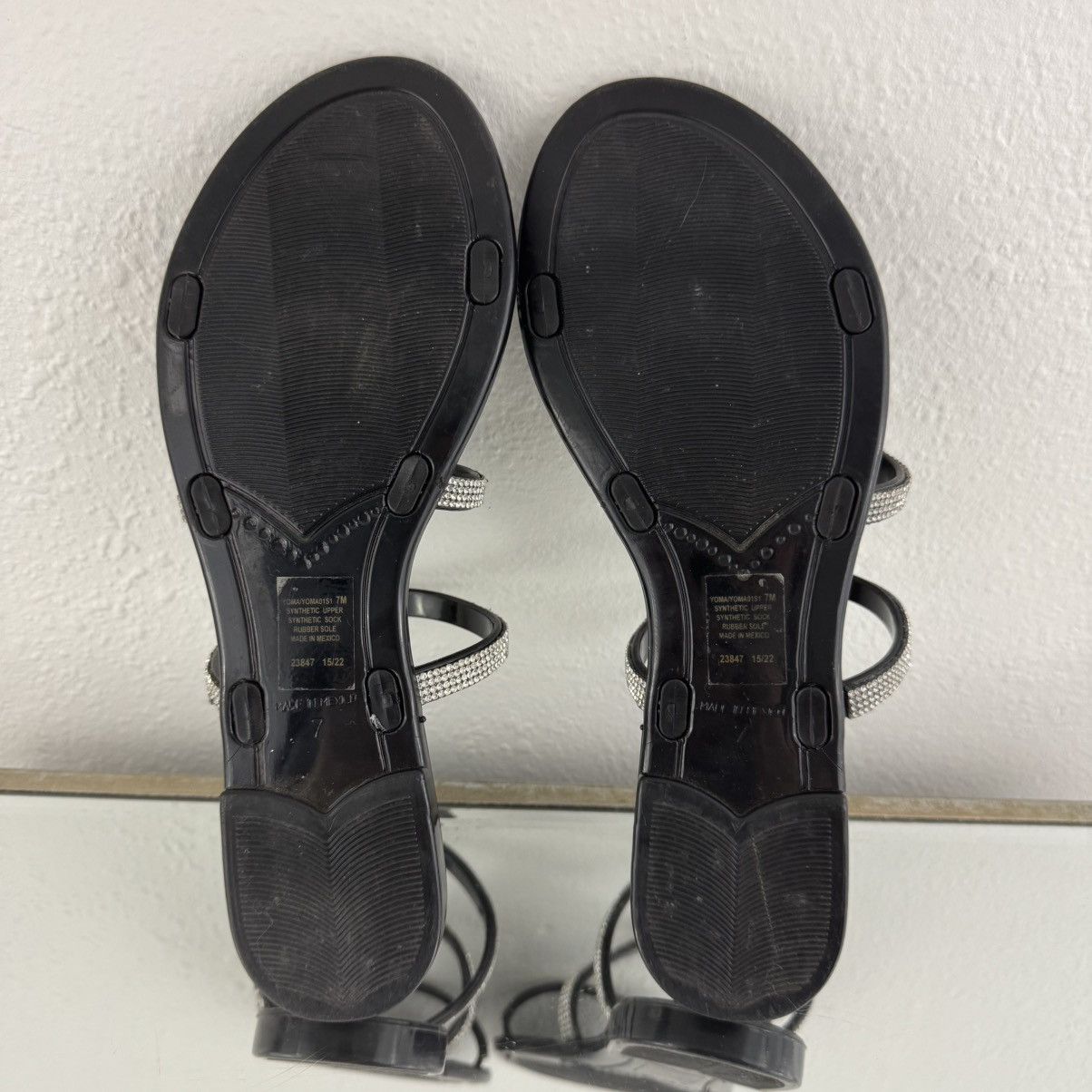 Steve Madden STEVE MADDEN Black Silver Strappy Yoma Jelly Slip On Sandals Size US 7 / IT 37 - 9 Thumbnail