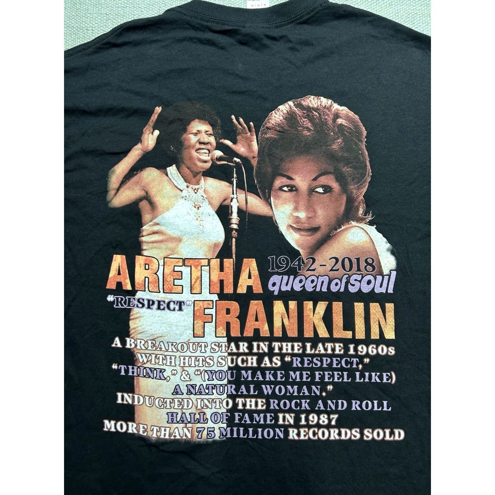 Vintage VINTAGE Aretha Franklin graphic t shirt Queen of soul music memorial NOS adult XL Black Men T-Shirt XL Queen of Soul NSW? Size US XL / EU 56 / 4 - 6 Thumbnail