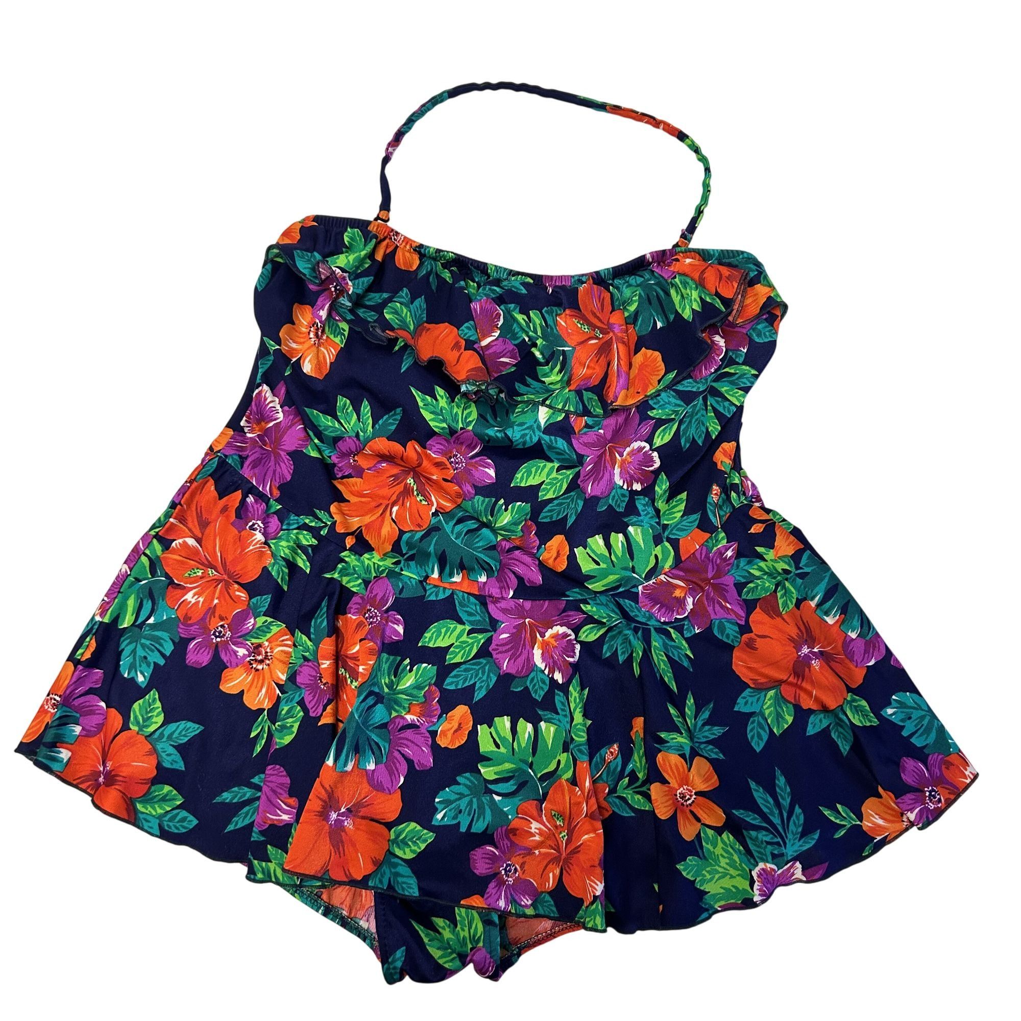 Other Vtg Maxine of Hollywood Bright VIBRANT FLORAL Tiere Swimsuit Size L / US 10 / IT 46 - 1 Thumbnail