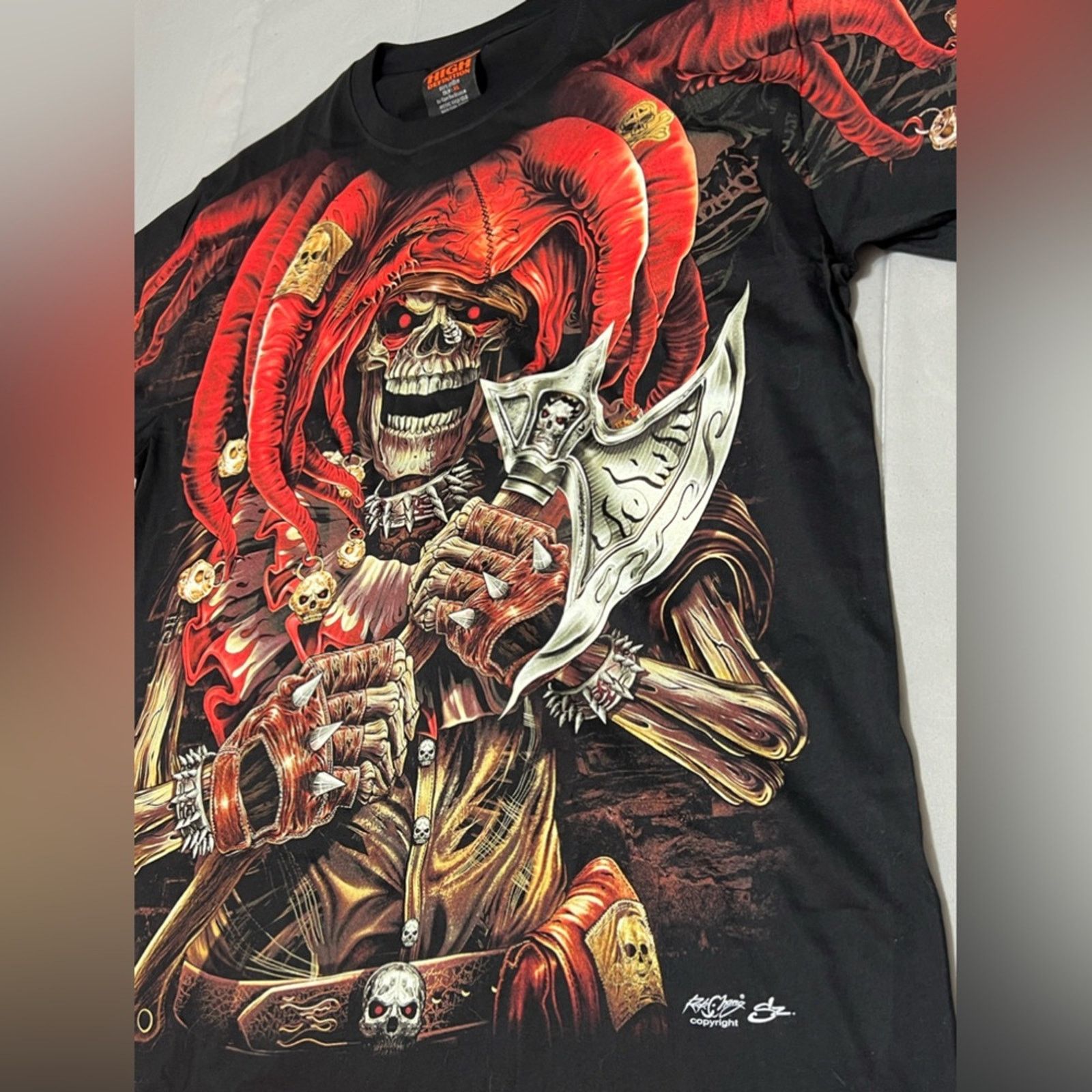 Other VTG Y2K AOP All Over Print Rock Chang Joker Skull Glows Dark Size US XL / EU 56 / 4 - 6 Thumbnail