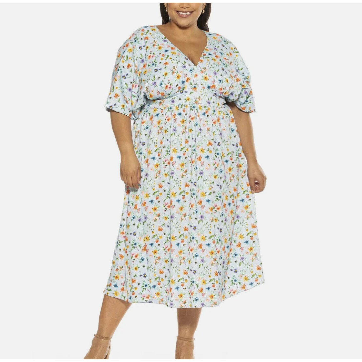 Other Alexia Admor August Midi Dress Halogen Garden V-neck Plus 1X Size XL / US 12-14 / IT 48-50 - 1 Thumbnail