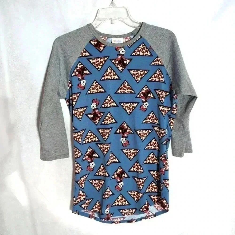 Designer LuLaRoe Unisex S Gray/Blue Randy Minnie Mouse Geometric Rag Size S / US 4 / IT 40 - 1 Thumbnail