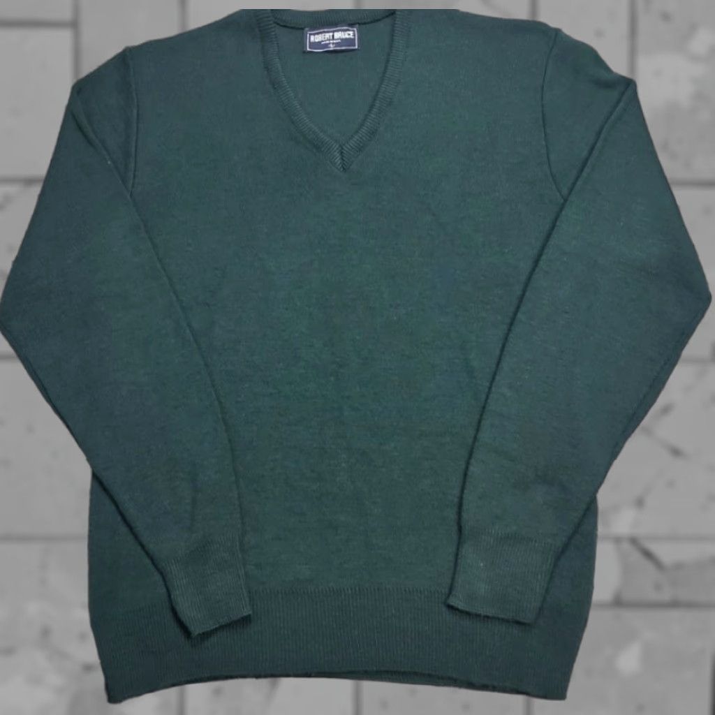 Vintage VINTAGE Robert Bruce Mens L V-Neck Sweater Wool Green USA Union Made Long Sleeve Size US L / EU 52-54 / 3 - 1 Thumbnail