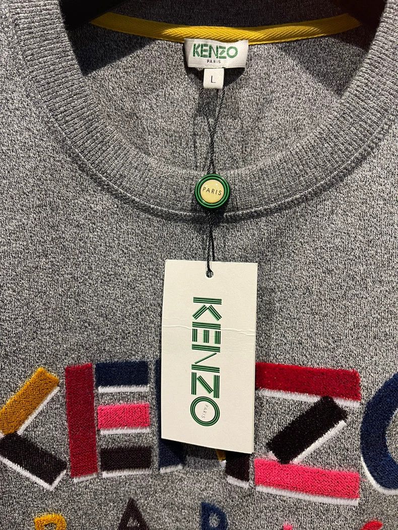Other KENZO Gray long-sleeve embroidered fleece letters hoodie Size L / US 10 / IT 46 - 4 Thumbnail