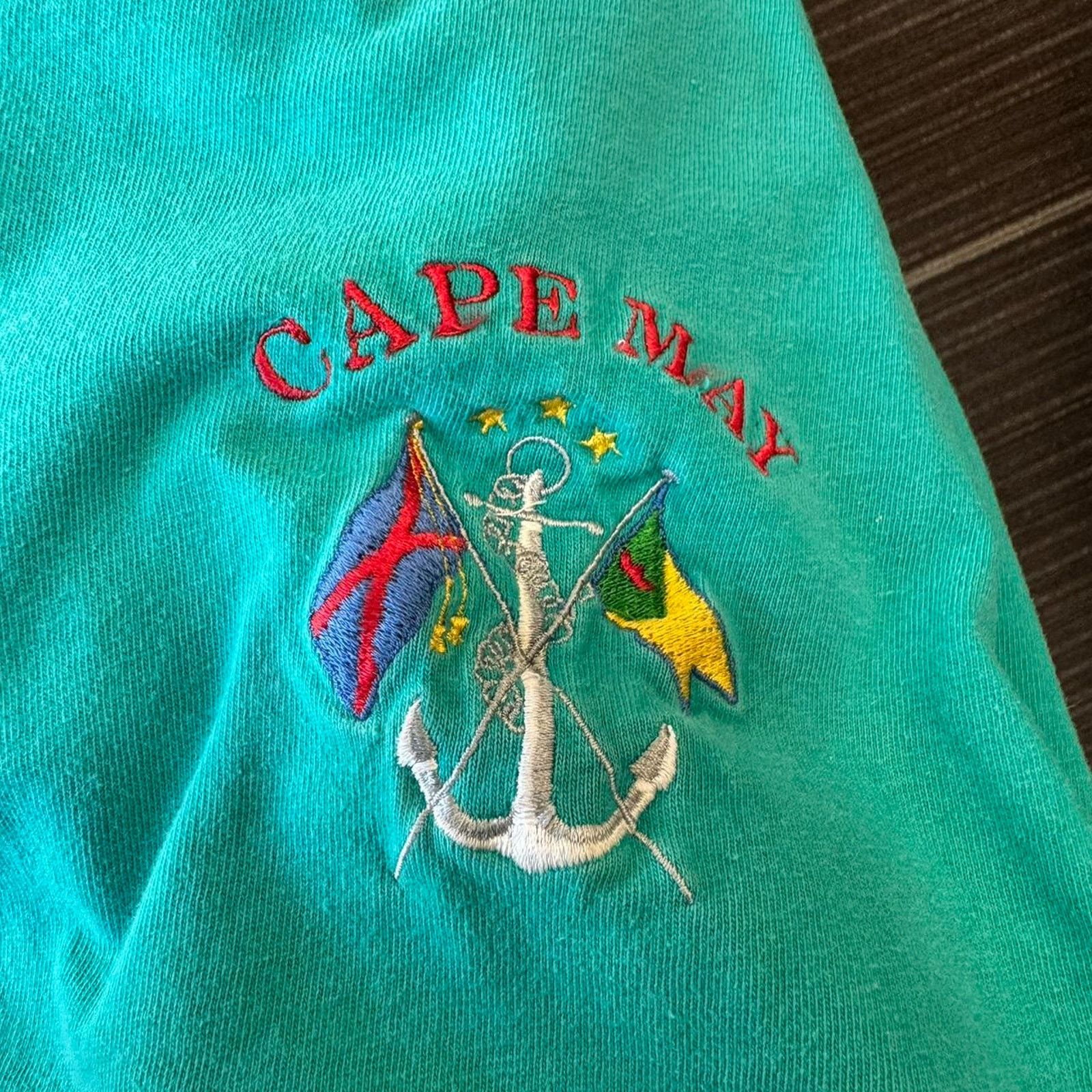 Hanes × Vintage 90s Blue/Teal embroidered Cape May NJ single stitch T-shirt Size US L / EU 52-54 / 3 - 5 Thumbnail
