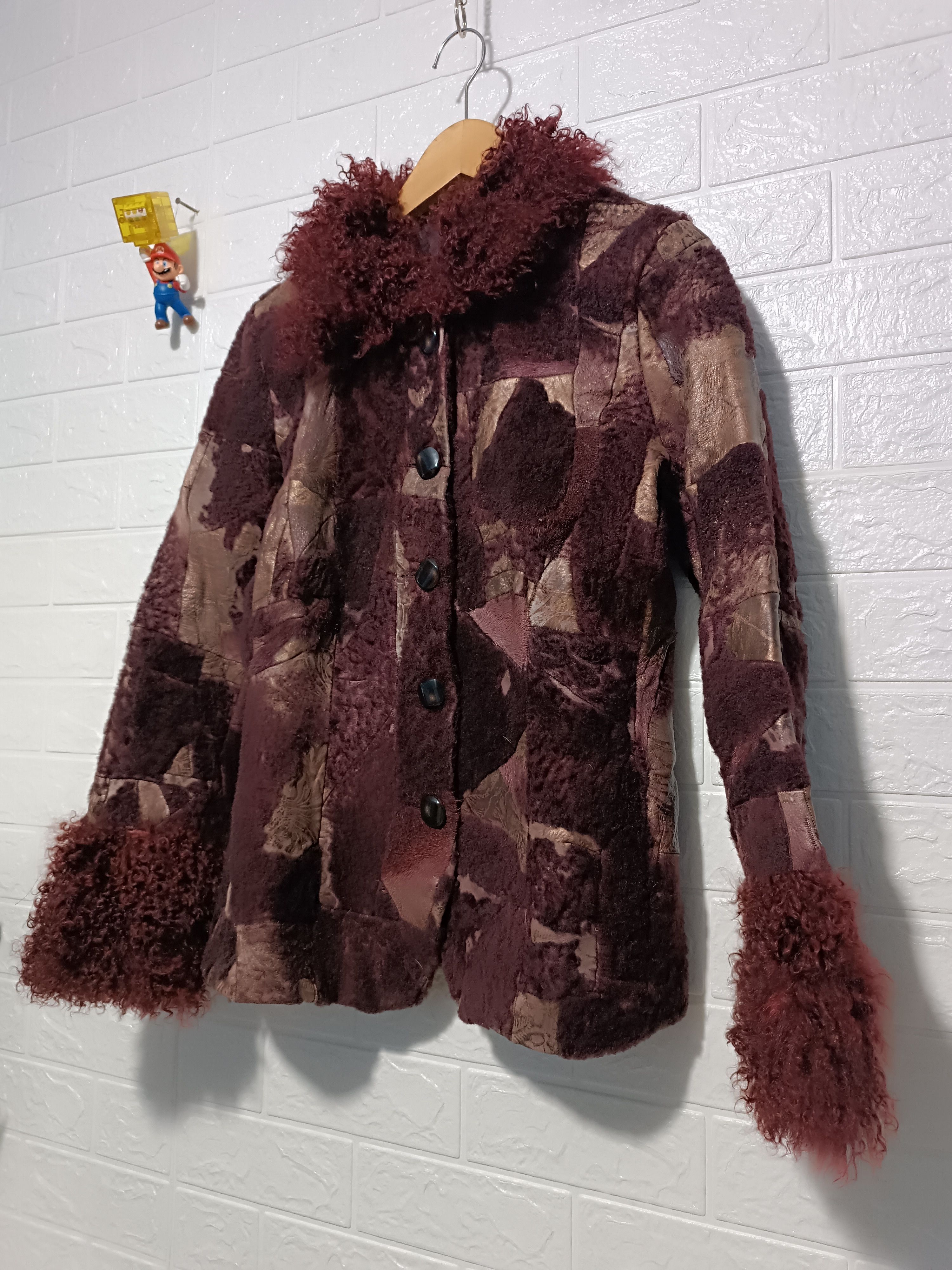 Other Extra Fine Leather Jacket Fur Mix Pabric Coats Red Purple Size ONE SIZE - 4 Thumbnail