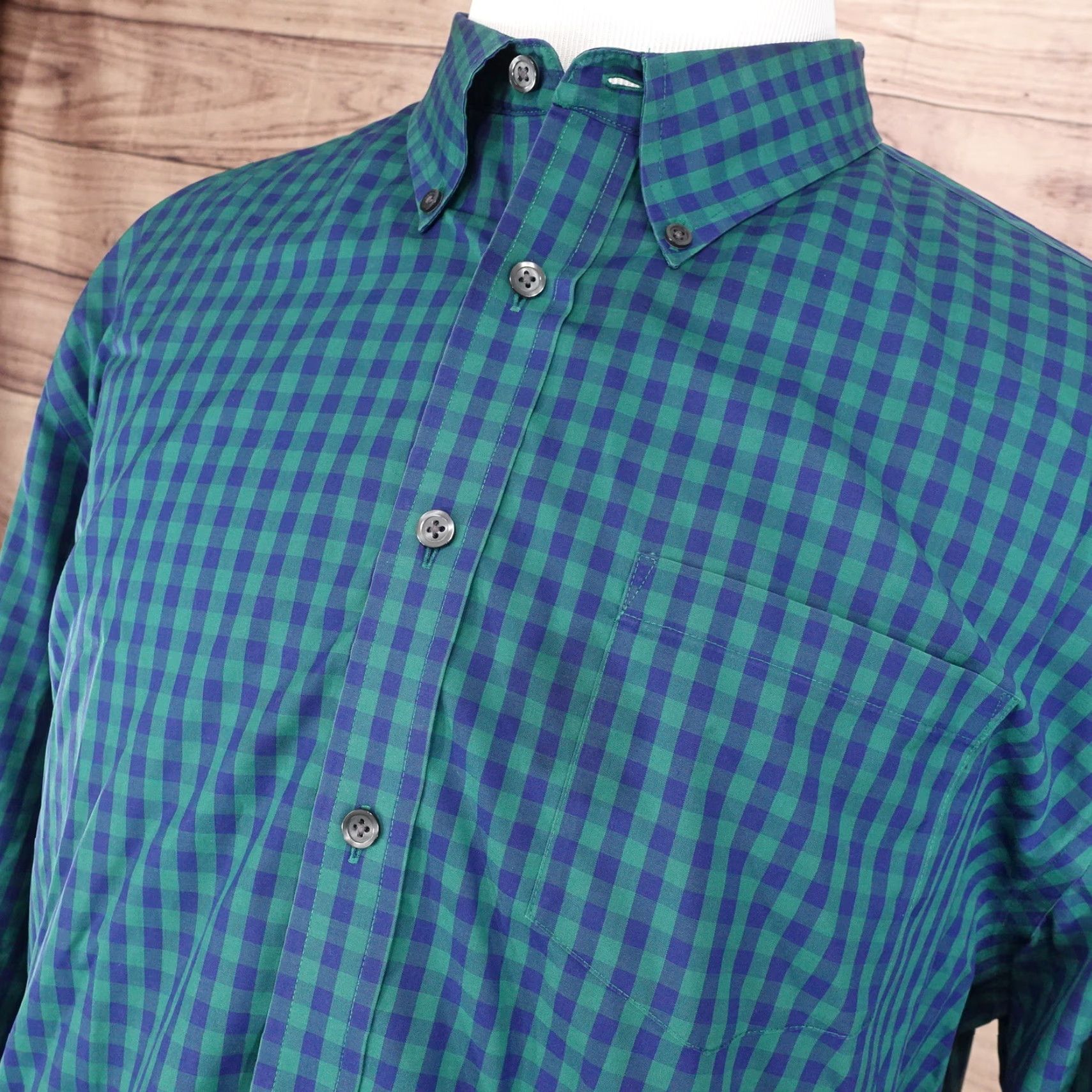 Charles Tyrwhitt CHARLES TYRWHITT NON IRON SLIM FIT GREEN BLUE CHECK BUTTON DOWN SHIRT 2XL Size US XXL / EU 58 / 5 - 2 Thumbnail