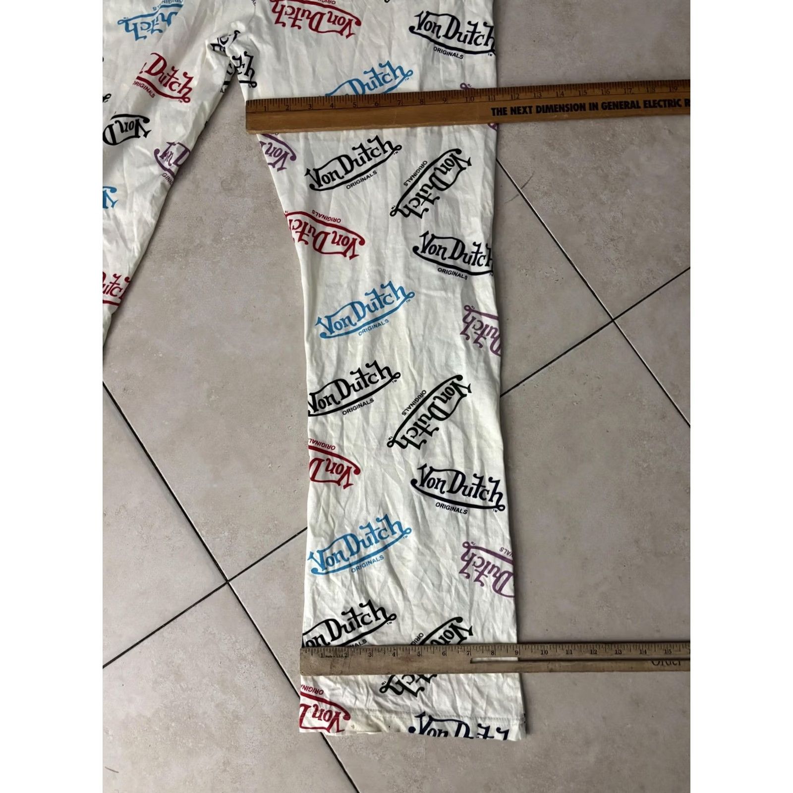 Von Dutch Von Dutch Mens Pajama Pants White Logo Print 100% Cotton Lounge Sleepwear M Size US 31 - 8 Thumbnail