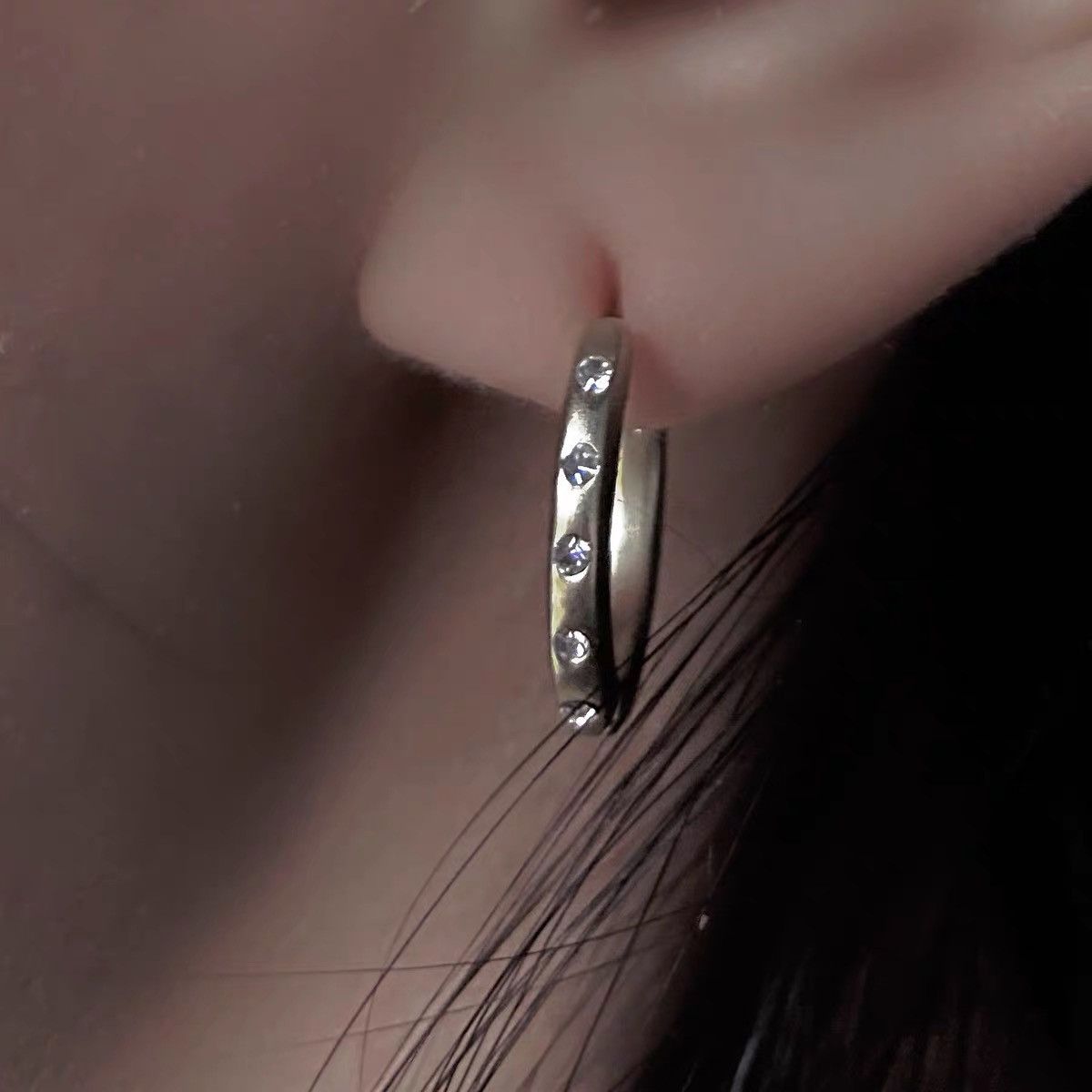 Other ESREVINU S925 Silver Star Drop Hoop Earring Size ONE SIZE - 2 Thumbnail