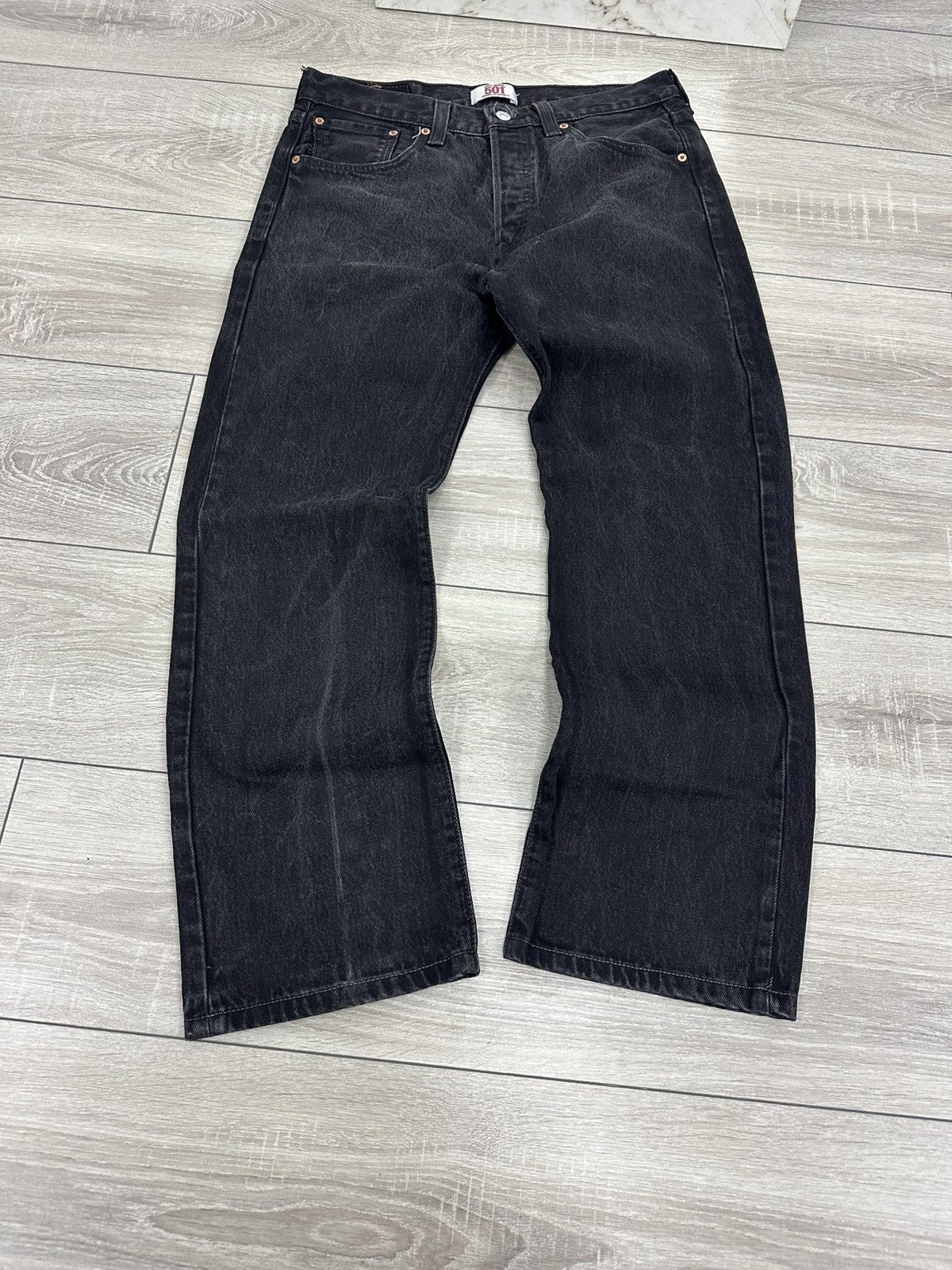 Levi's Levis 501 Black Denim Jeans Faded Vintage Size US 32 / EU 48 - 2 Thumbnail