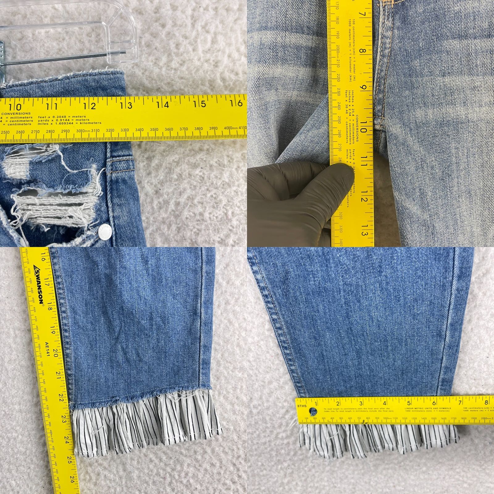 Paige Paige Blue Denim High Rise Sarah Straight Leg Jeans Womens Size 24 Ruffle Hem Vintage No EC Size 42" / US 20 - 8 Thumbnail