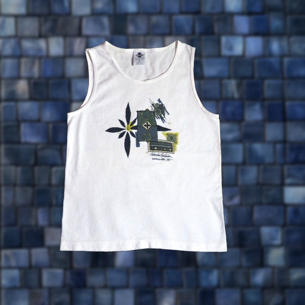 Vintage VINTAGE Columbia Outdoor Art Hiking White Tank Top Shirt Unisex S 1990s USA Made EUC Size US S / EU 44-46 / 1 - 1 Thumbnail