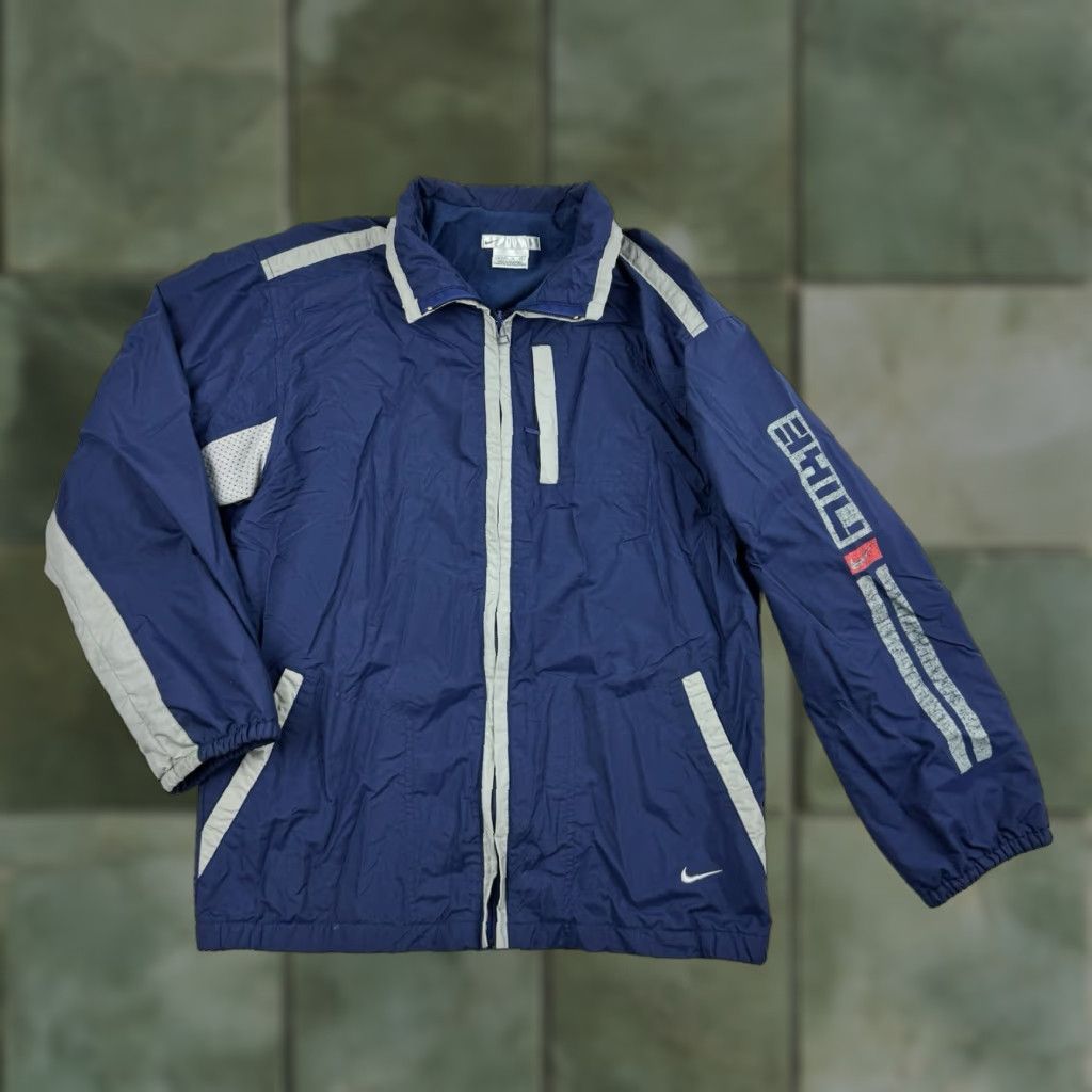 Nike VINTAGE Nike Windbreaker Jacket Womens XL Blue 90s Y2K Collared Silver Tag Zip Size XL / US 12-14 / IT 48-50 - 1 Thumbnail