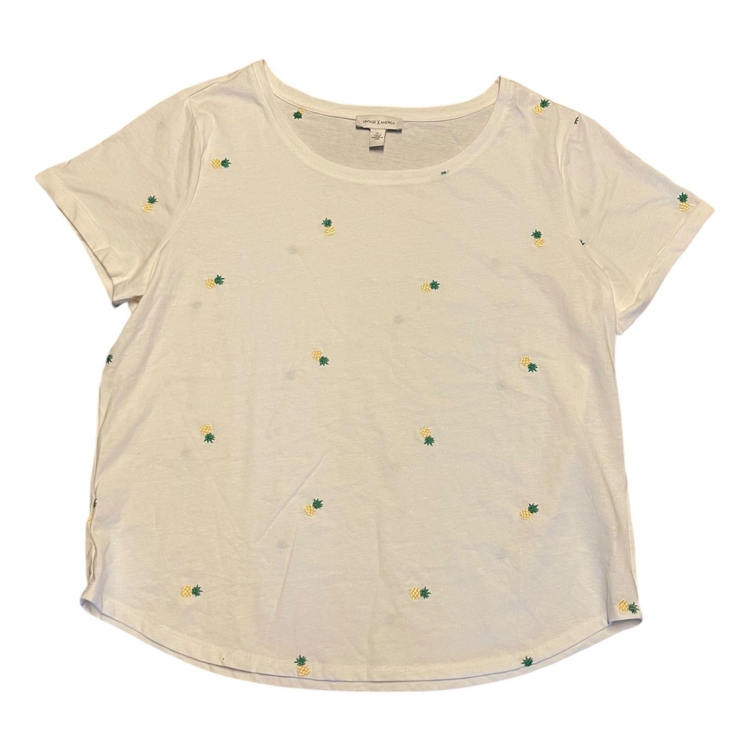 Other Vintage X America White Cotton Blend Pineapple Shirt XL NWOT Size XL / US 12-14 / IT 48-50 - 5 Thumbnail