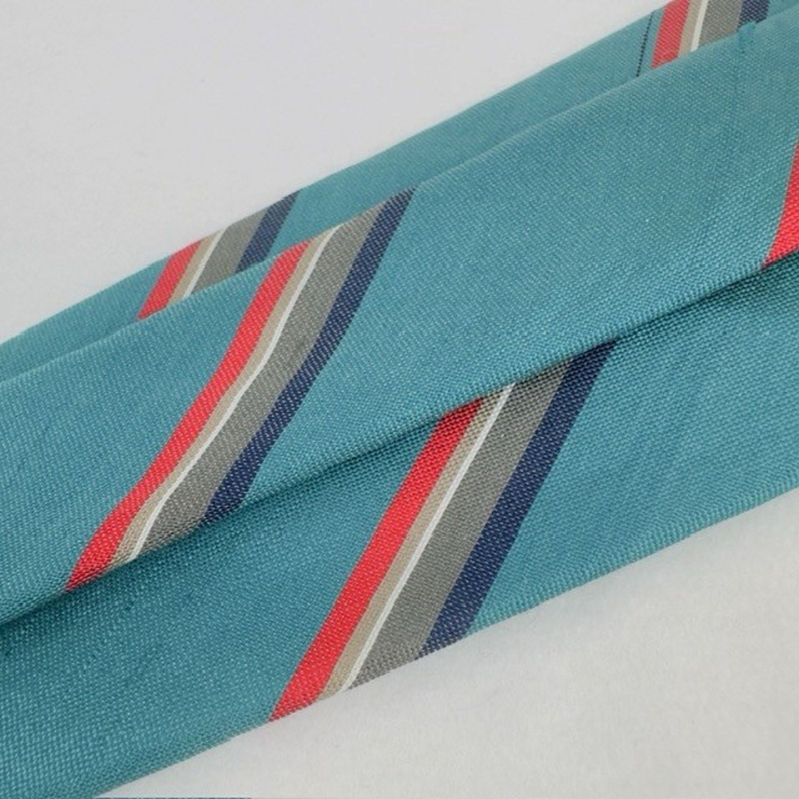 Other Brownstone Necktie Aqua/Red Stripes Silk USA Preppy VTG Size ONE SIZE - 5 Thumbnail