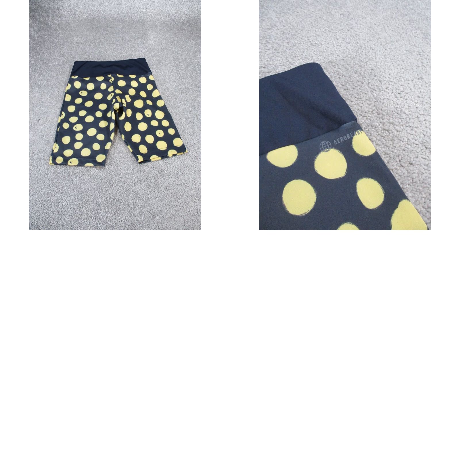 Adidas Adidas x Farm Biker Shorts Womens Small Navy Blue & Yellow Polka Dot Gym Workout Size 28" / US 6 / IT 42 - 8 Thumbnail