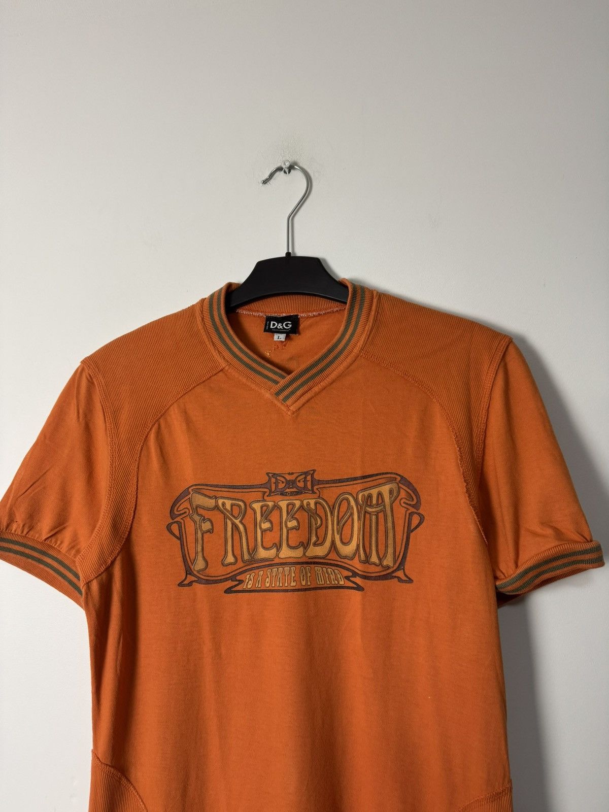 Dolce & Gabbana Archive Dolce & Gabbana D&G Freedom Graphic Tee Orange Y2K Size US L / EU 52-54 / 3 - 5 Thumbnail