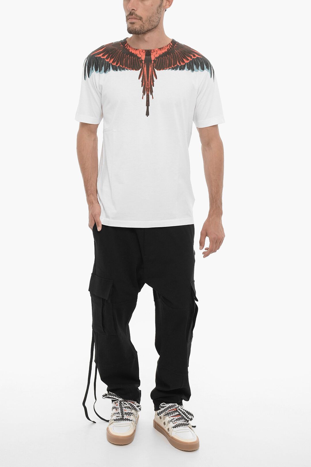 Marcelo Burlon og1mm0824 Crewneck T-Shirt in White Size US M / EU 48-50 / 2 - 4 Thumbnail