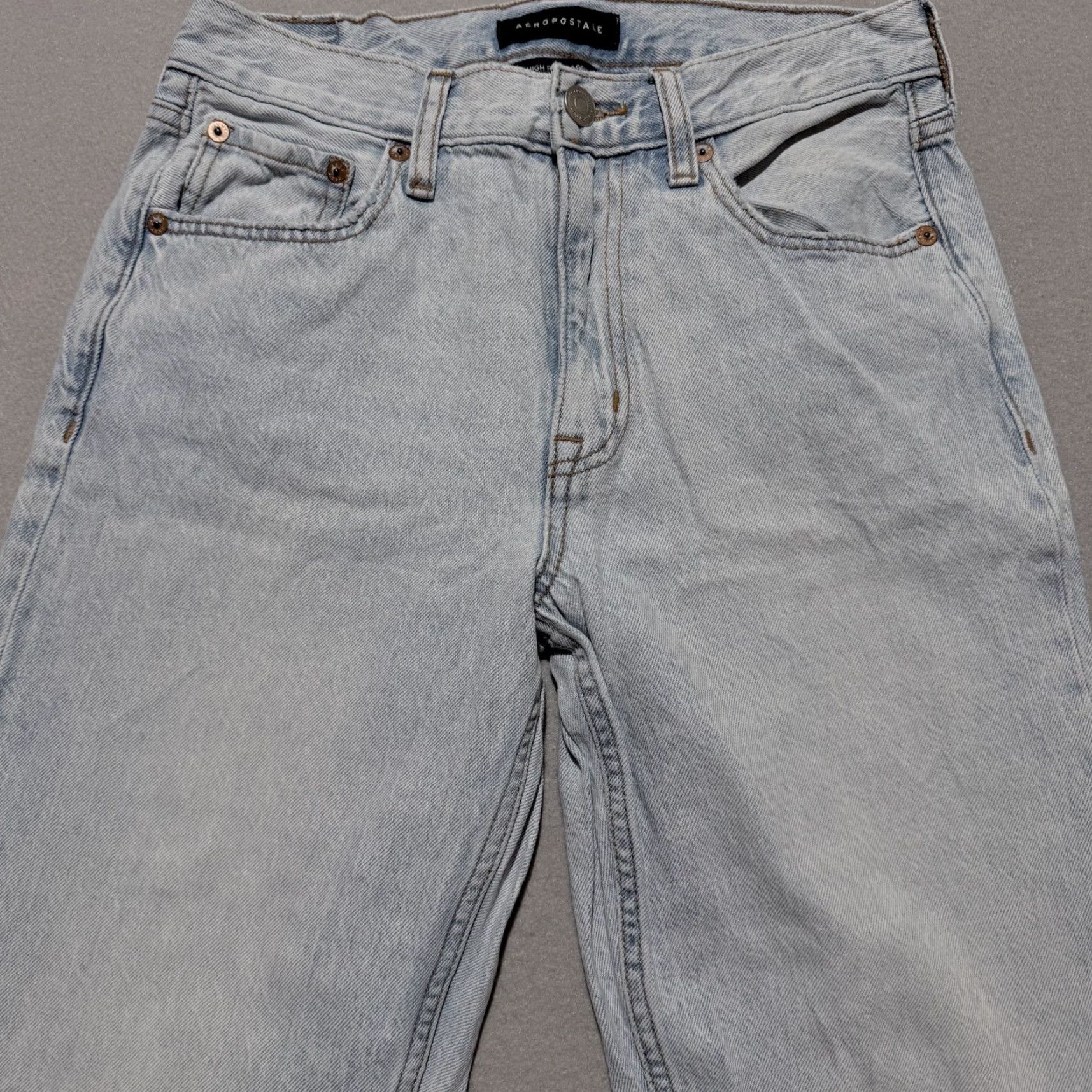 Vintage Aeropostale Jeans Women Blue Denim Straight Baggy High Rise 4 Pockets 5-Pocket Design 90s City Jeans Weave? Size 27" / US 4 / IT 40 - 3 Thumbnail