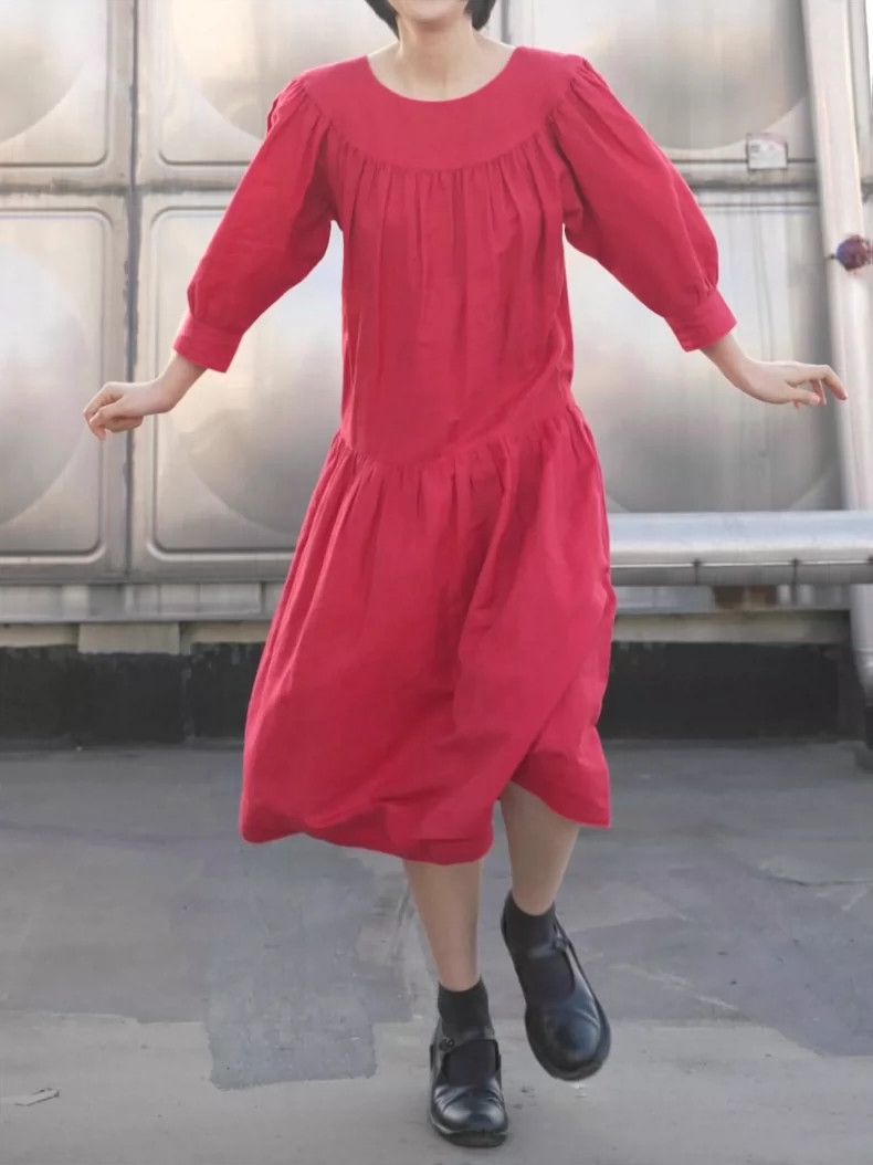 Kenzo KENZO Red wide-shouldered dress Size M / US 6-8 / IT 42-44 - 2 Thumbnail