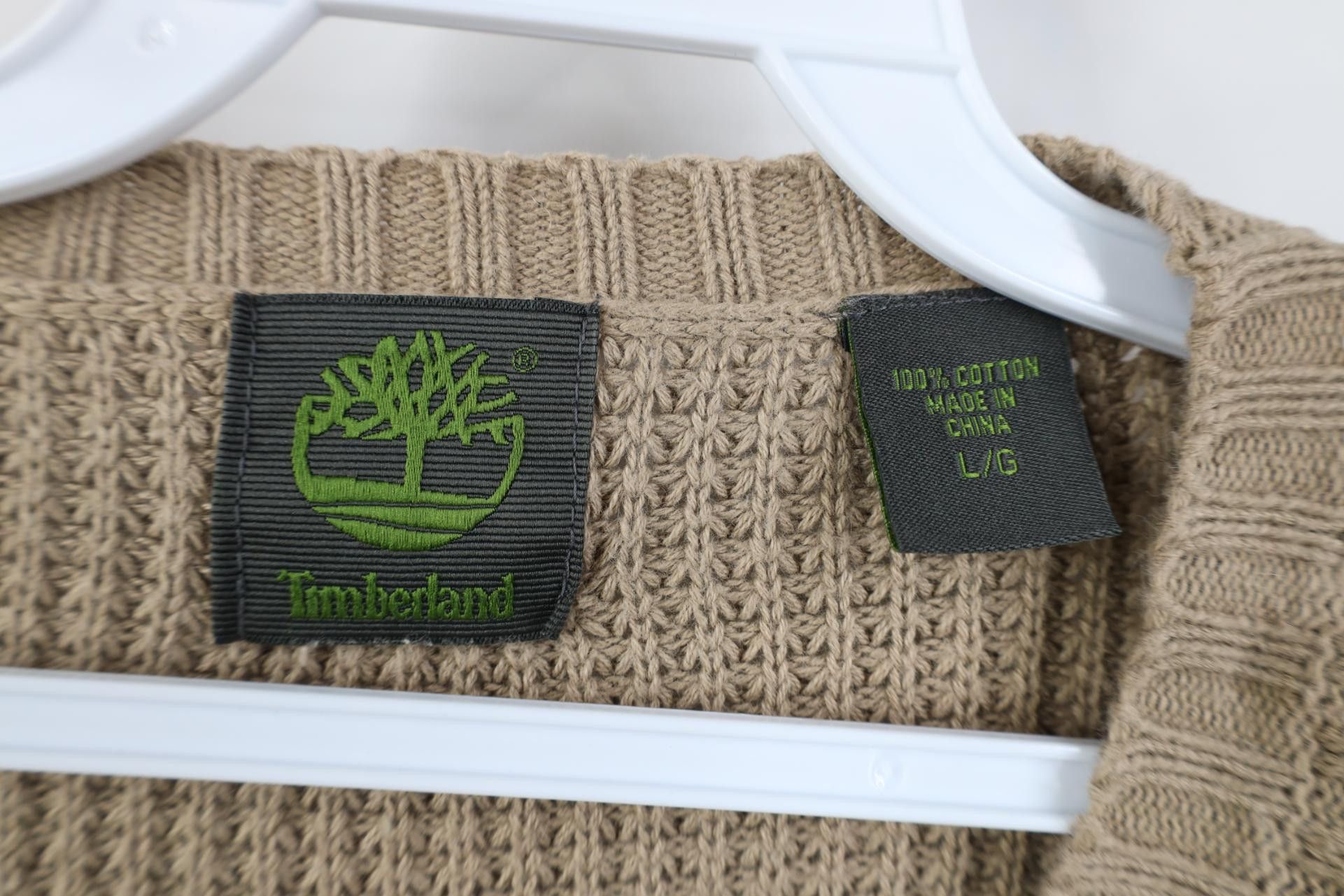 Timberland Vintage 90s Y2K Timberland Chunky Thermal Knit Sweater Beige Size US L / EU 52-54 / 3 - 4 Thumbnail