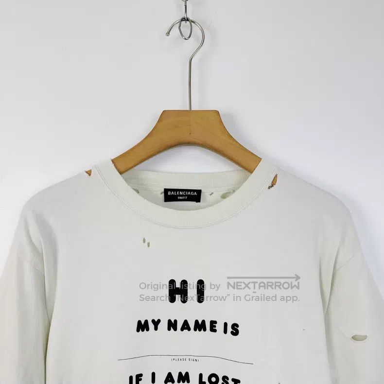 Balenciaga Balenciaga Grey white distressed ripped t-shirt Size US XL / EU 56 / 4 - 1 Thumbnail