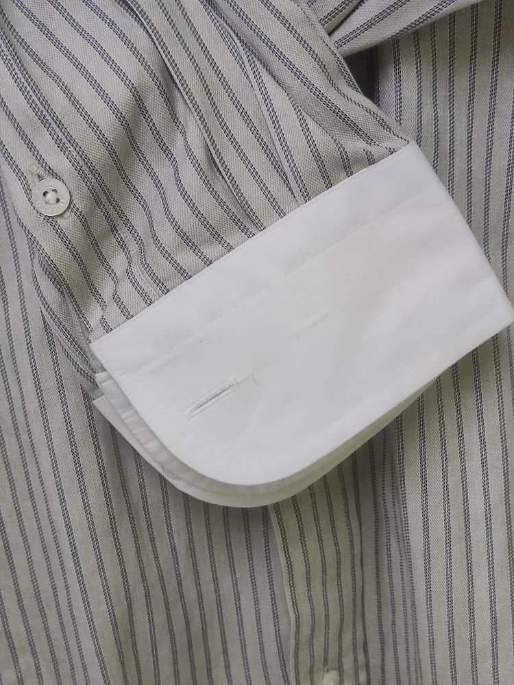 Alfred Dunhill Dunhill man's khaki cotton striped shirt long sleeve Size US L / EU 52-54 / 3 - 5 Thumbnail