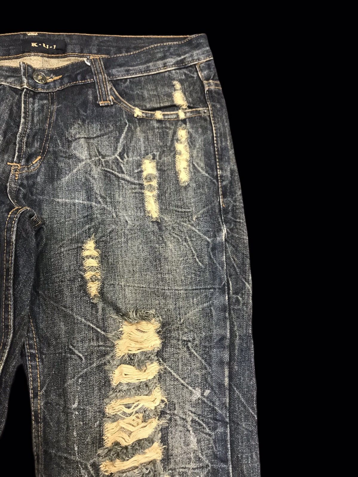 Seditionaries 💥FLARE💥K.U.I Distressed Painter Flare Denim F143 Size US 33 - 3 Thumbnail