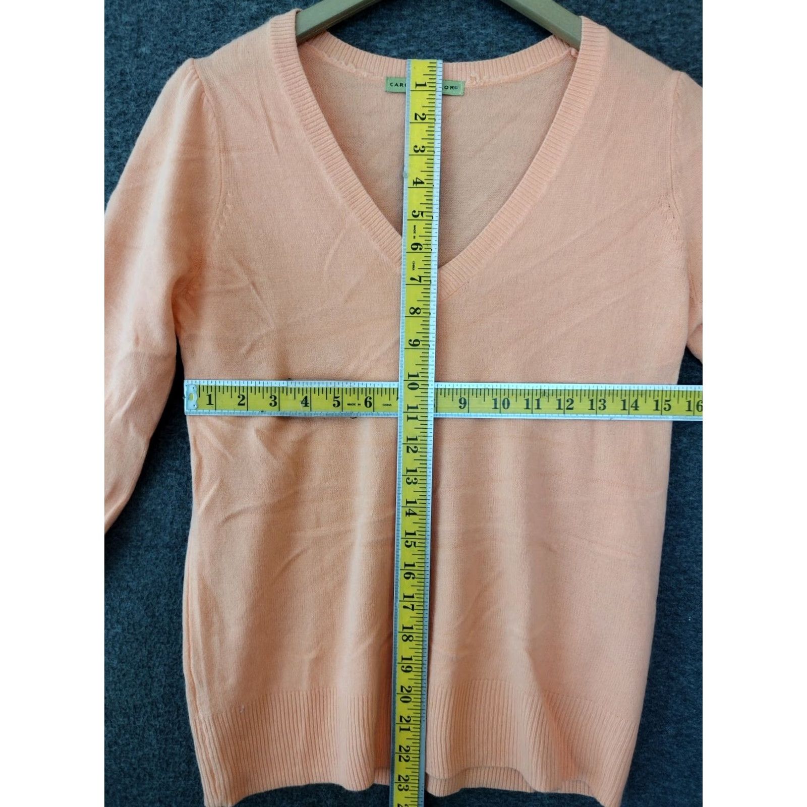Vintage Carolyn Taylor S Sweater Women's Peach Long Sleeve V Neck Pullover Knit 100% Cotton Raglan Sleeve Solid Logo Fall Winter Casual Formal Secrets: No Size S / US 4 / IT 40 - 4 Thumbnail