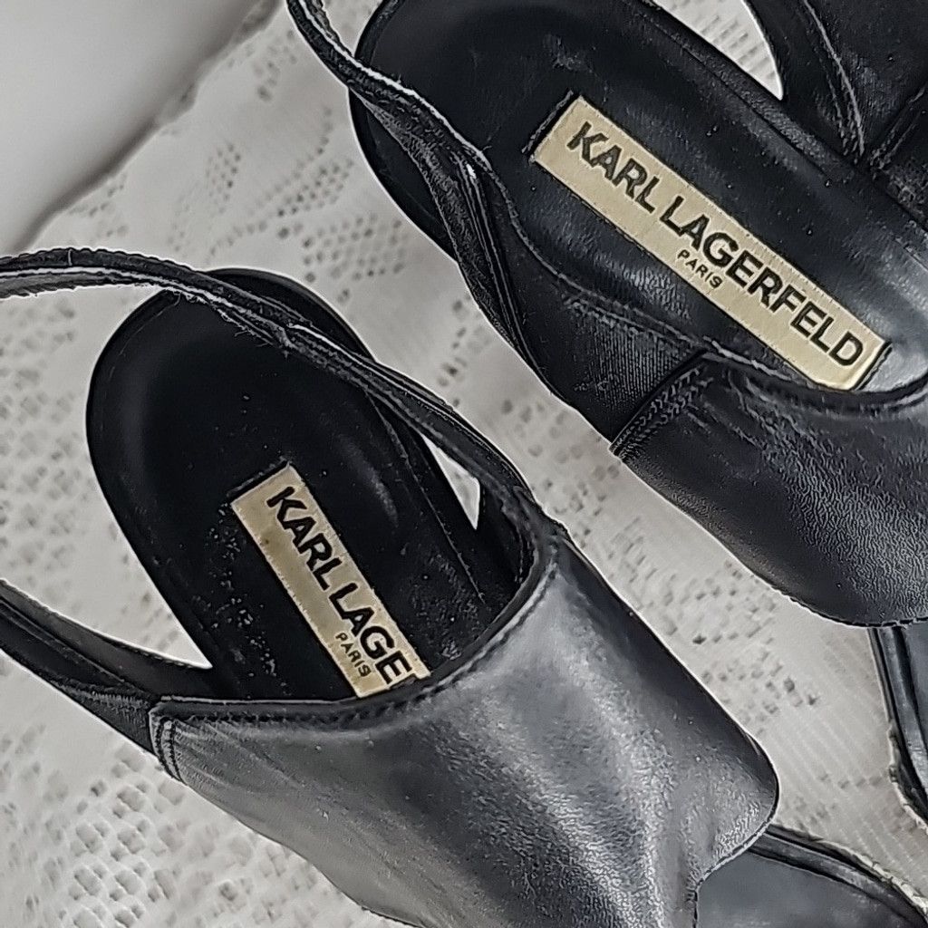 Karl Lagerfeld Karl Lagerfeld Paris ankle strap open toe black heels sz 8 Size US 8 / IT 38 - 3 Thumbnail