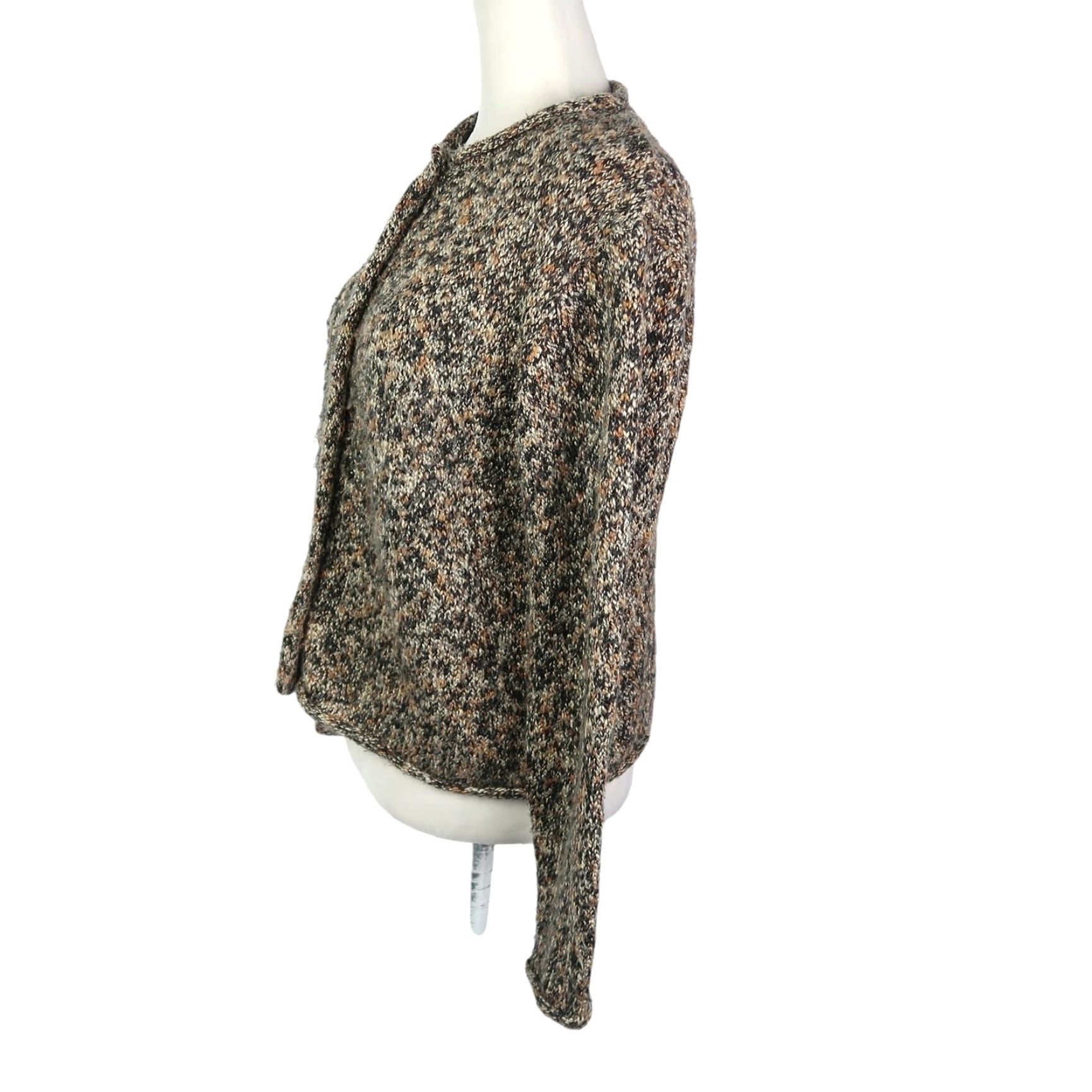 Vintage VINTAGE Christopher & Banks Cardigan Sweater Women 90s Black Brown Marled Knit Long Sleeve S Size S / US 4 / IT 40 - 3 Thumbnail