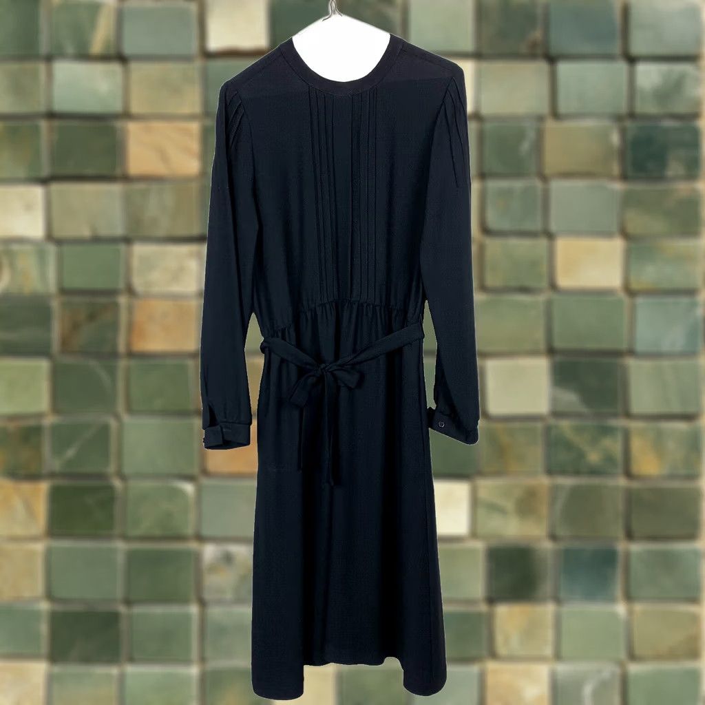 Vintage VINTAGE The Hirsh Girl Shirt Dress Womens 1970s Black Twee Fit Flare Belted Secretary Dress Size 8 Size XXL / US 16-18 / IT 52-54 - 1 Thumbnail