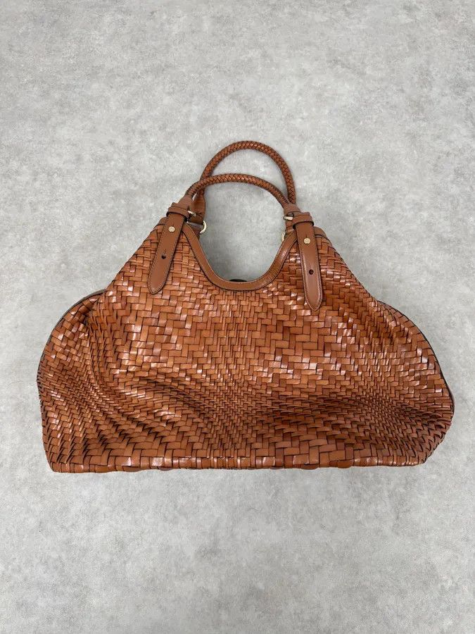 Gianfranco Ferre 2000s Gianfranco Ferré Brown Woven Leather Handle Bag Size ONE SIZE - 3 Thumbnail