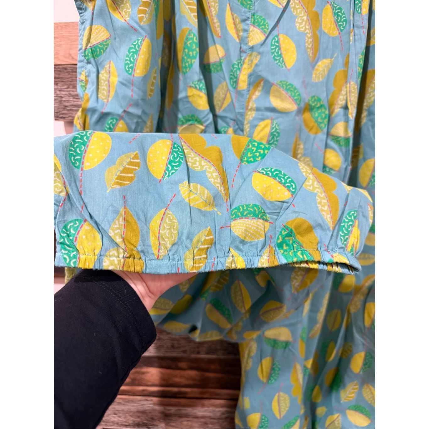 Guru Gudrun Sjoden Green Leaf Print Wide Leg Pants size XXL Size 42" / US 20 - 6 Thumbnail