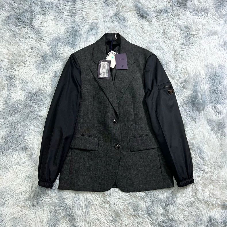 Prada Prada Gray Blazer with Black Sleeves - dmc Size US XS / EU 42 / 0 - 1 Thumbnail