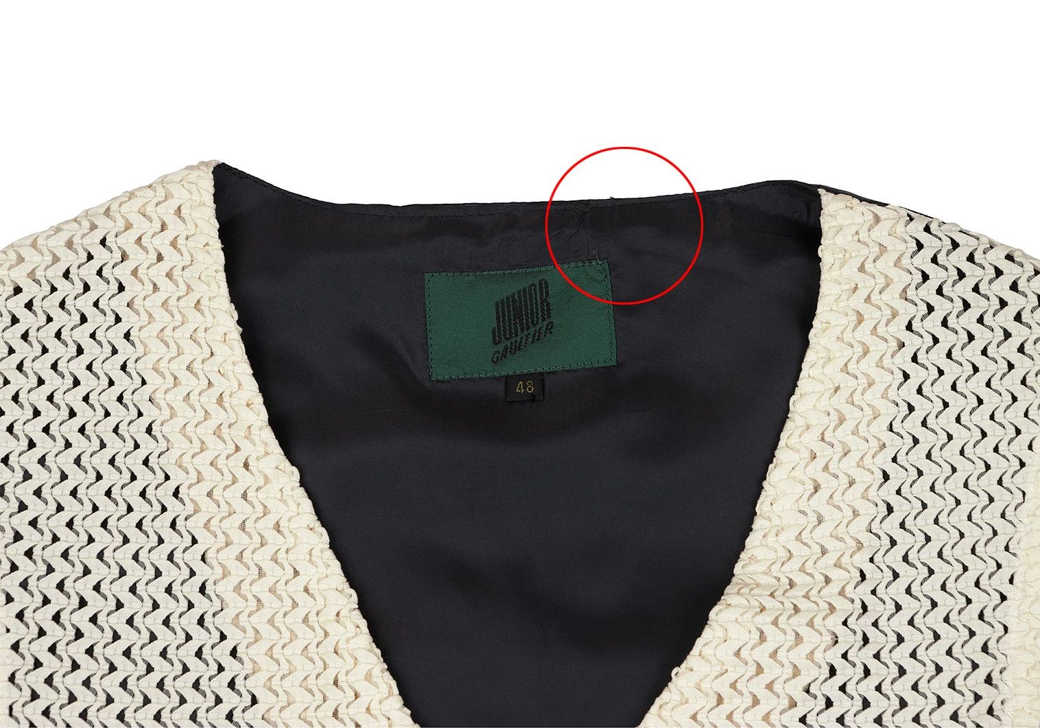 Jean Paul Gaultier Junior Gaultier Zigzag Woven Vest in Off-Black, Size 48 Size US M / EU 48-50 / 2 - 3 Thumbnail