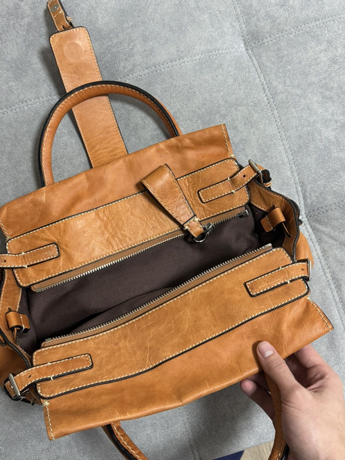 Chloe Chloé Large Edith Satchel Travel Leather Bag Brown Woman’s Size ONE SIZE - 15 Thumbnail