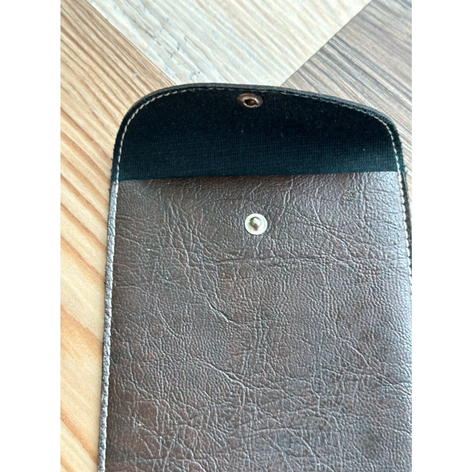 Vintage VINTAGE Brown Faux Leather Business Card Case Unisex Small Flap Pocket Protector Size ONE SIZE - 3 Thumbnail