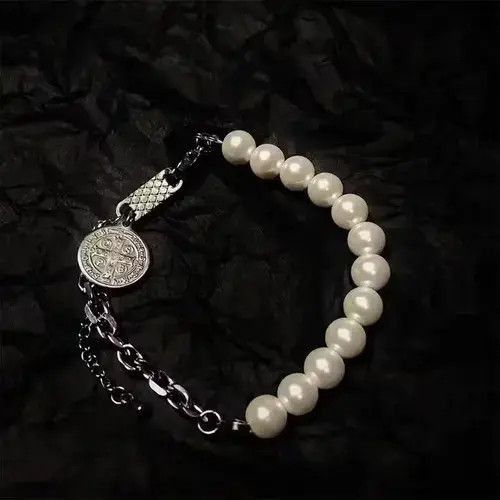 Jewelry Stylish Adjustable Pearl Chain Bracelet in Grey, Men's