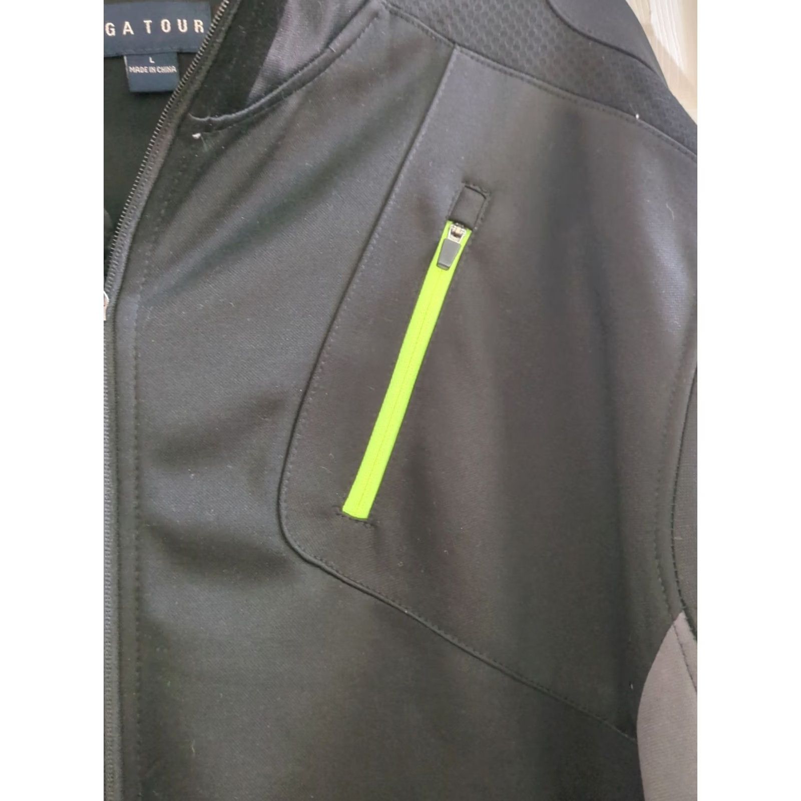 PGA Tour PGA TOUR Men Jacket Full Zip Golf Gray Black L Medium Zipper Pockets Hose? Size US L / EU 52-54 / 3 - 2 Thumbnail