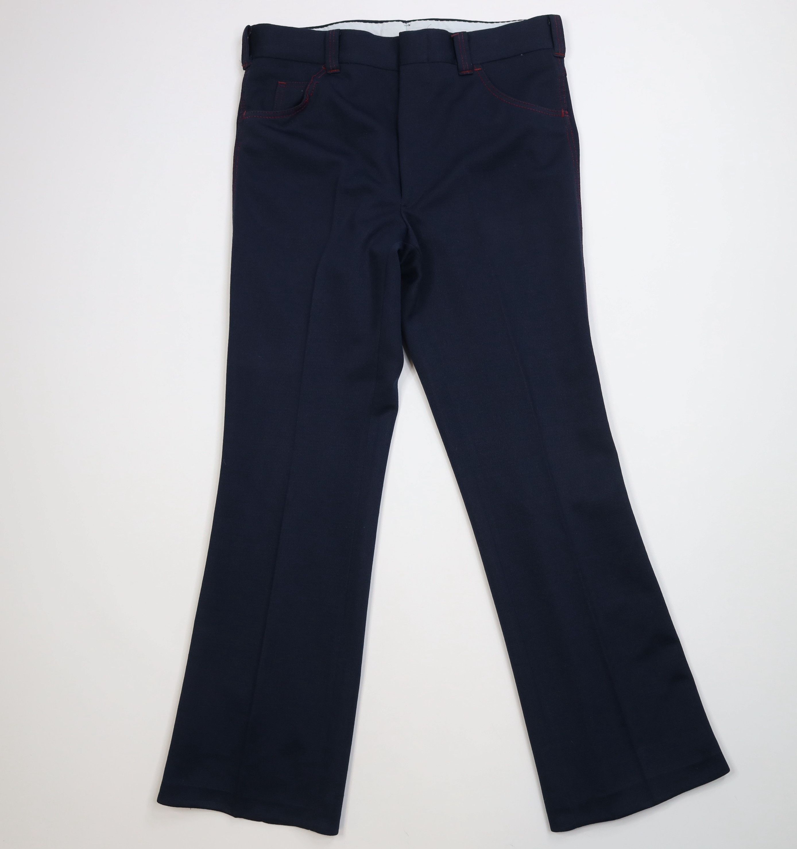 Vintage Vintage 70s Streetwear Flared Wide Leg Chino Pants Blue USA Size US 34 / EU 50 - 1 Thumbnail