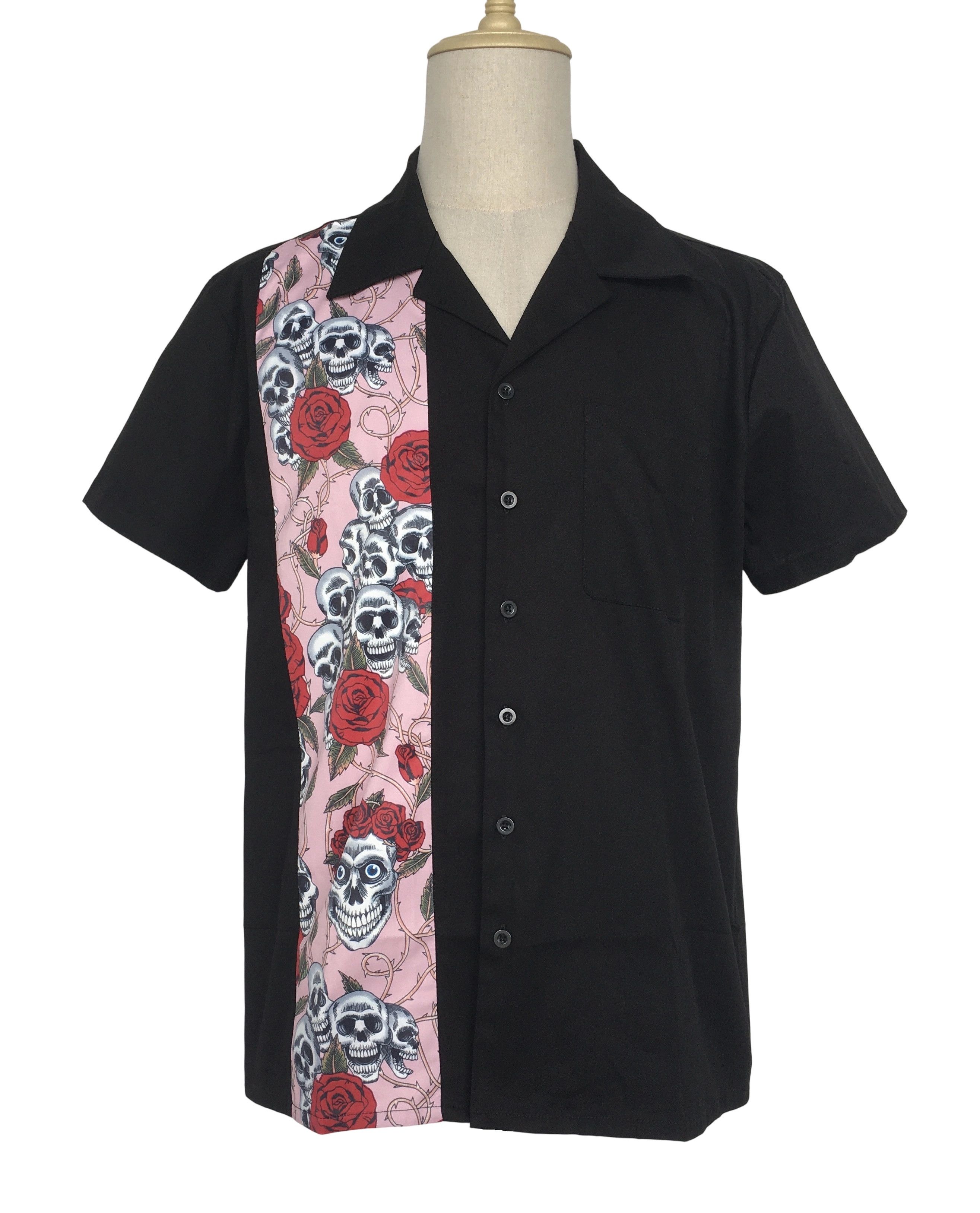 Other Short Sleeve Button Down Men Shirts Skull Pink Size US XXL / EU 58 / 5 - 1 Thumbnail