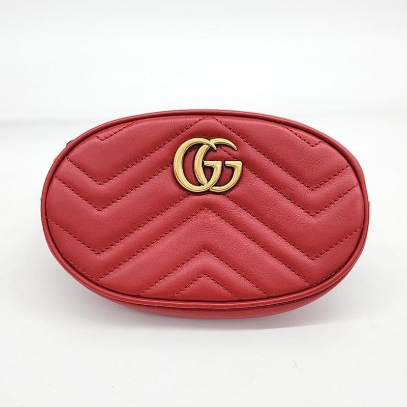 Gucci GUCCI GG Marmont Waist bag 476434 leather Red Size ONE SIZE - 1 Thumbnail