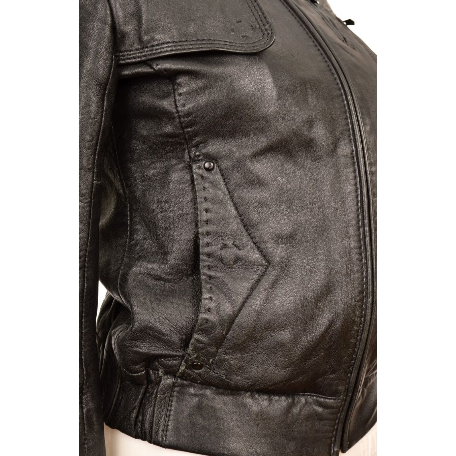 G-Star G-Star Raw CL Midnight Short Biker Leather Jacket XS Women - DDP, Black, Leather, Biker, Size XS, Vintage? Size 26" / US 2 / IT 38 - 3 Thumbnail