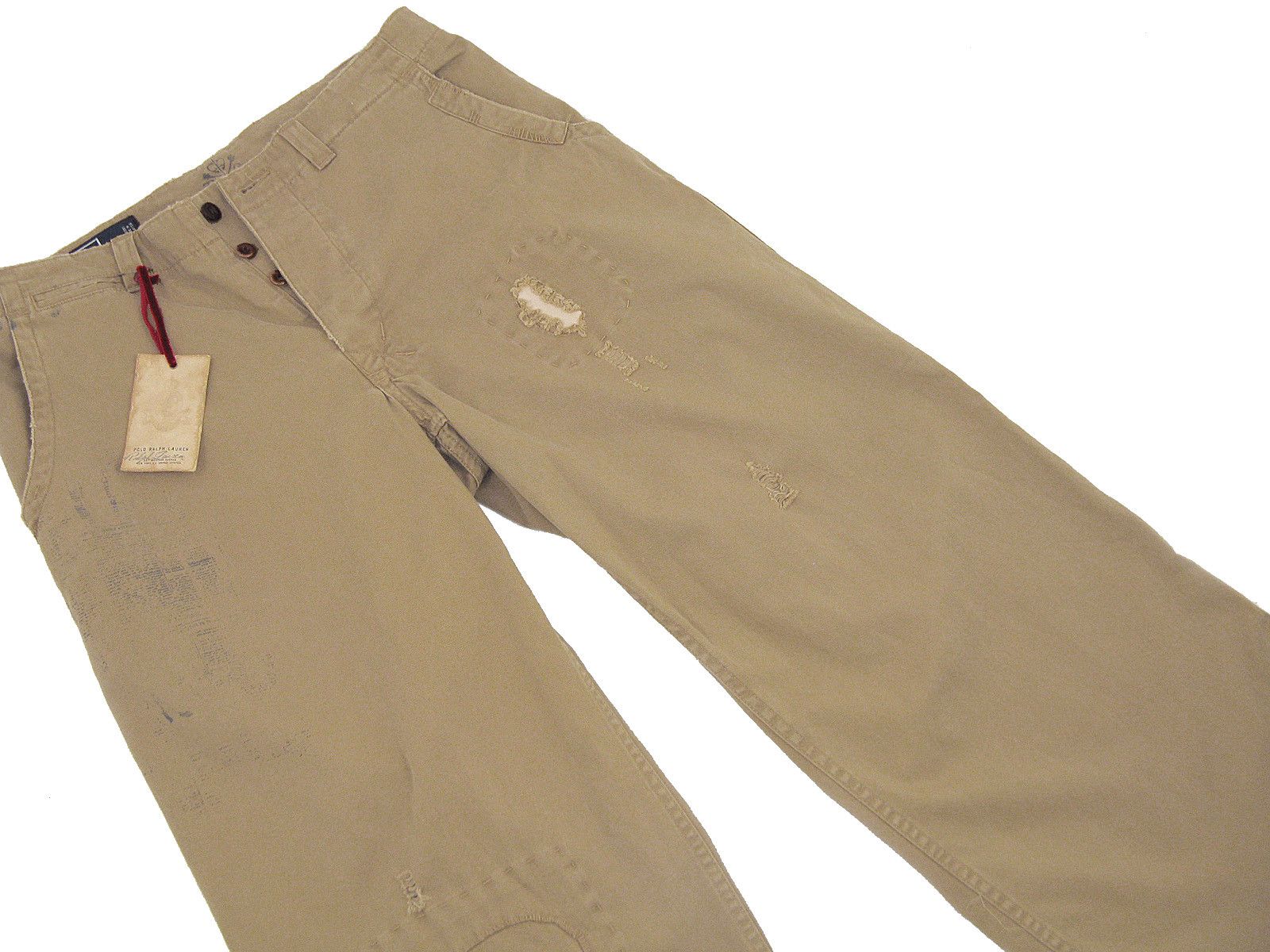 Polo Ralph Lauren NEW Vintage Polo Ralph Lauren Buckle Back Pants! 33 x 30 Tan Size US 33 - 1 Thumbnail