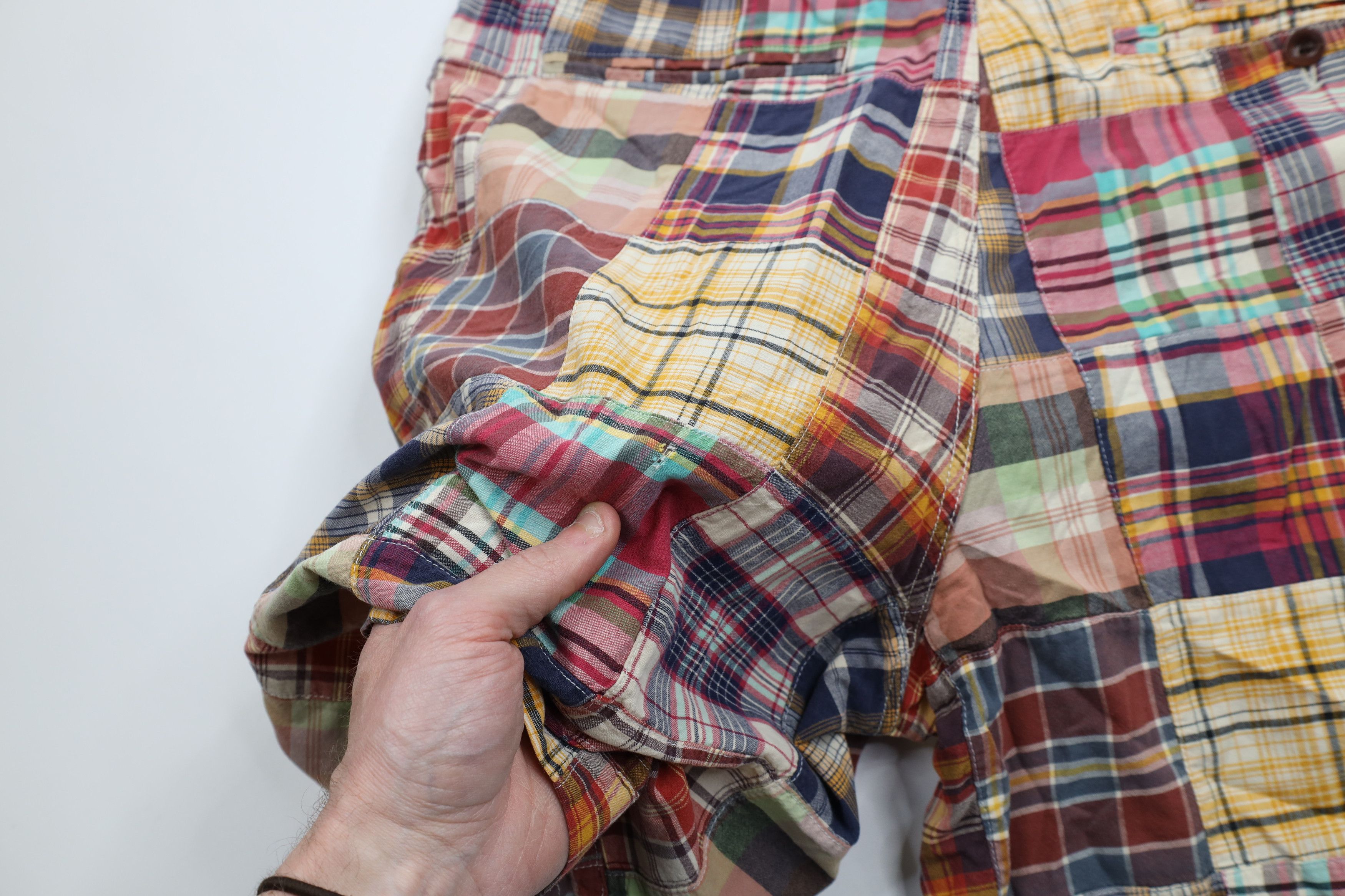 J.Crew × Vintage Vintage 90s Y2K J Crew Patchwork Rainbow Madras Shorts Size US 35 - 11 Thumbnail