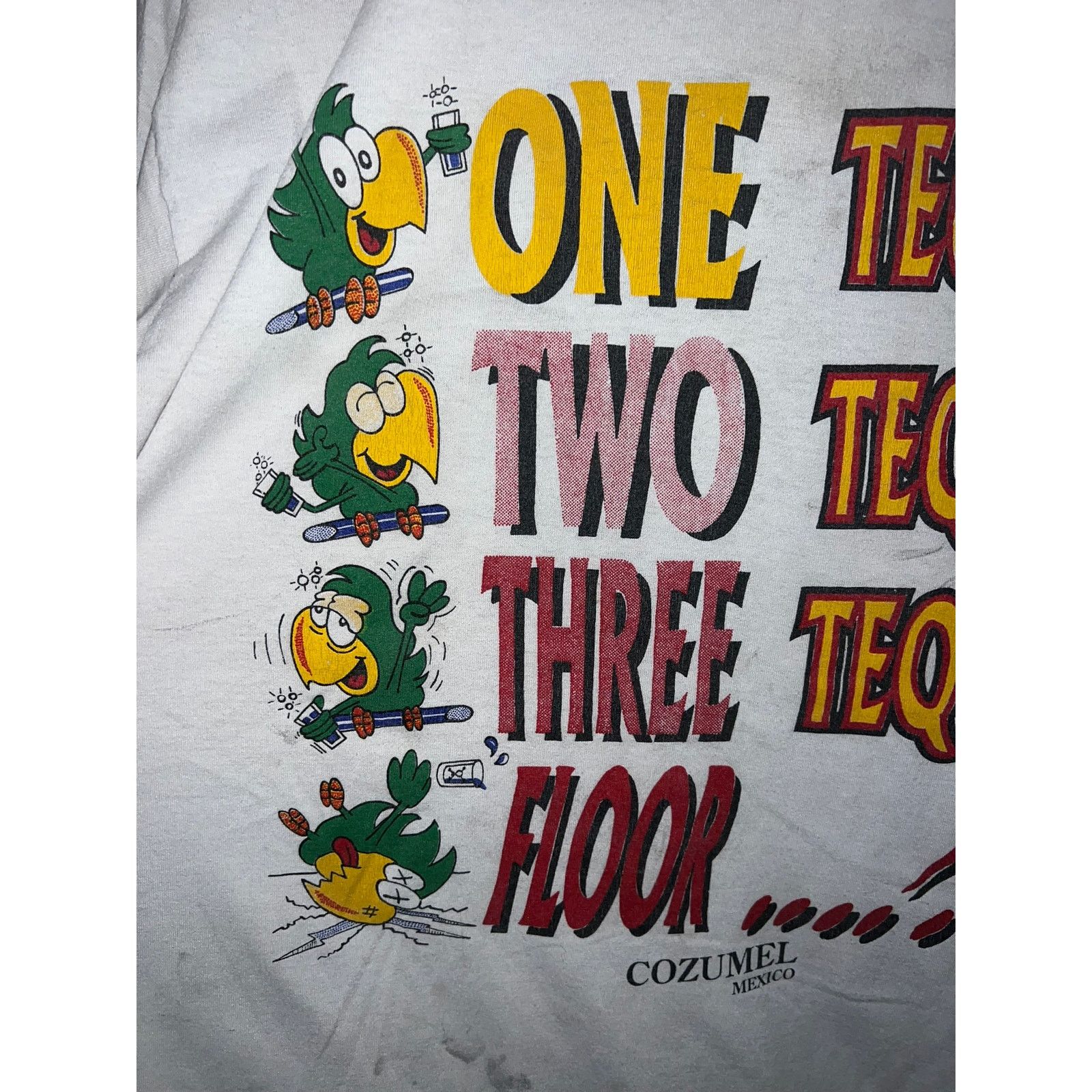 Vintage Vintage Tequila Shirt One Two Three Floor Mexico Worn 90s XL Size US XL / EU 56 / 4 - 2 Thumbnail