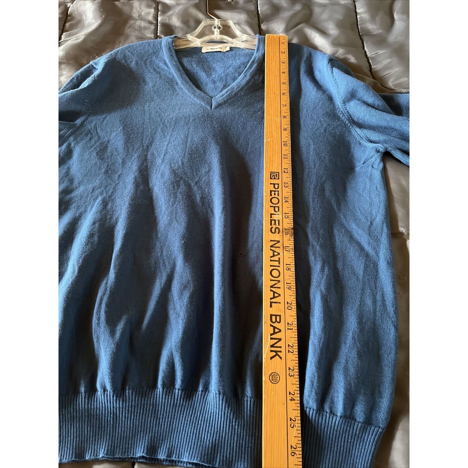 J.Lindeberg J. Lindberg Mens XL Blue Merino Wool V-neck Pullover Sweater Size US XL / EU 56 / 4 - 18 Thumbnail