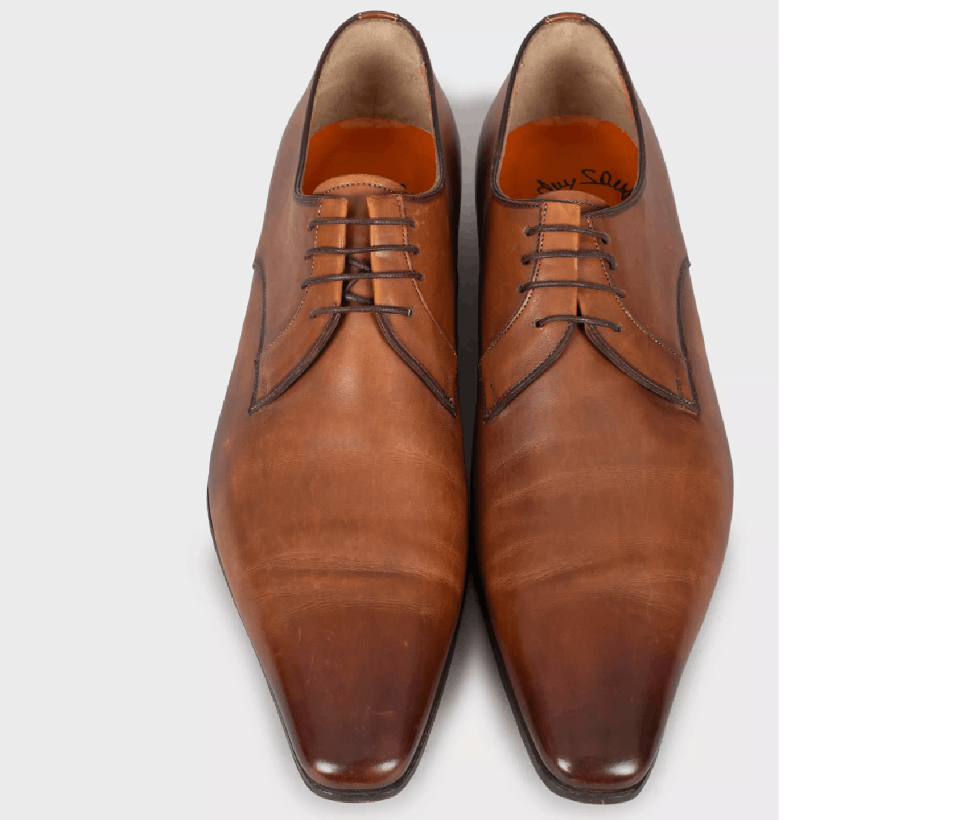 Santoni Santoni Men’s Brown Square Toe Leather Shoes Size US 10 / EU 43 - 2 Thumbnail