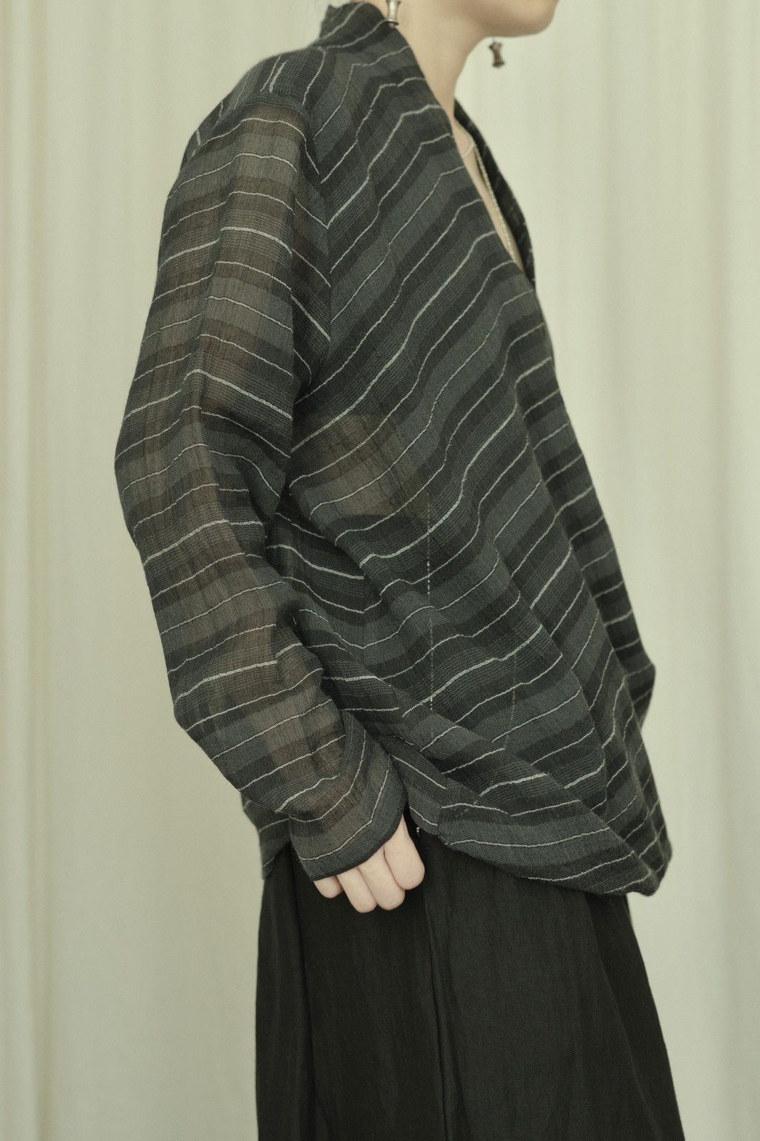 Issey Miyake Issey Miyake Permanente SS97 Sheer Striped Linen Wrap Shirt Size M / US 6-8 / IT 42-44 - 5 Thumbnail